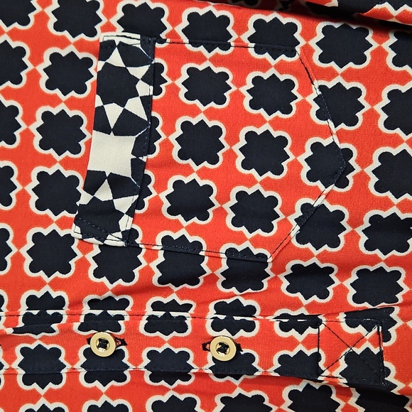 Donna Morgan Size 10 Collar Button Tie Waist Geometric Dress Final Price - Picture 4 of 9